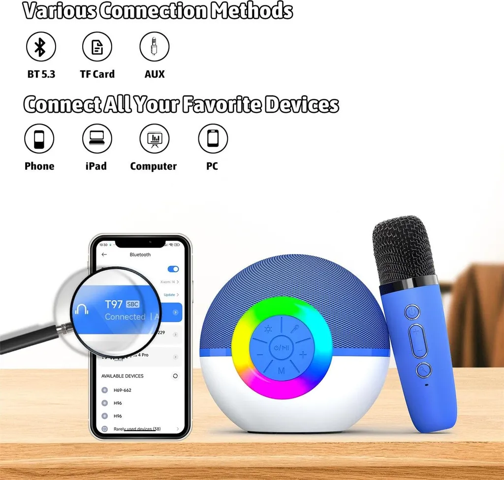 Machine à karaoké enfant portable Bluetooth et micro rechargeable