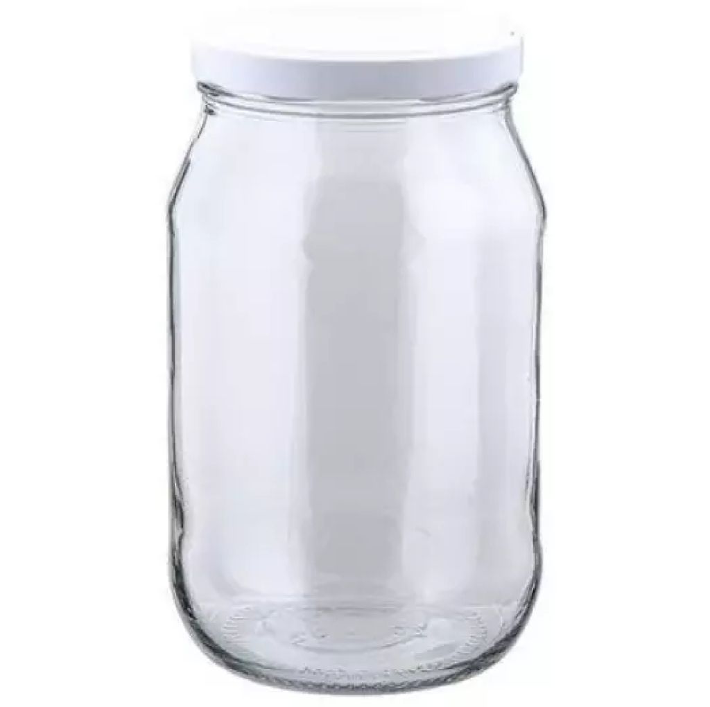 MIKONI Gurkenglas 1,7 L | 1 STÜCK | Weiß Deckel | Einweckgläser, Einmachgläser, Vorratsgläser, 1700ml, Einmachglas, Sturzgläser, Gurkengläser