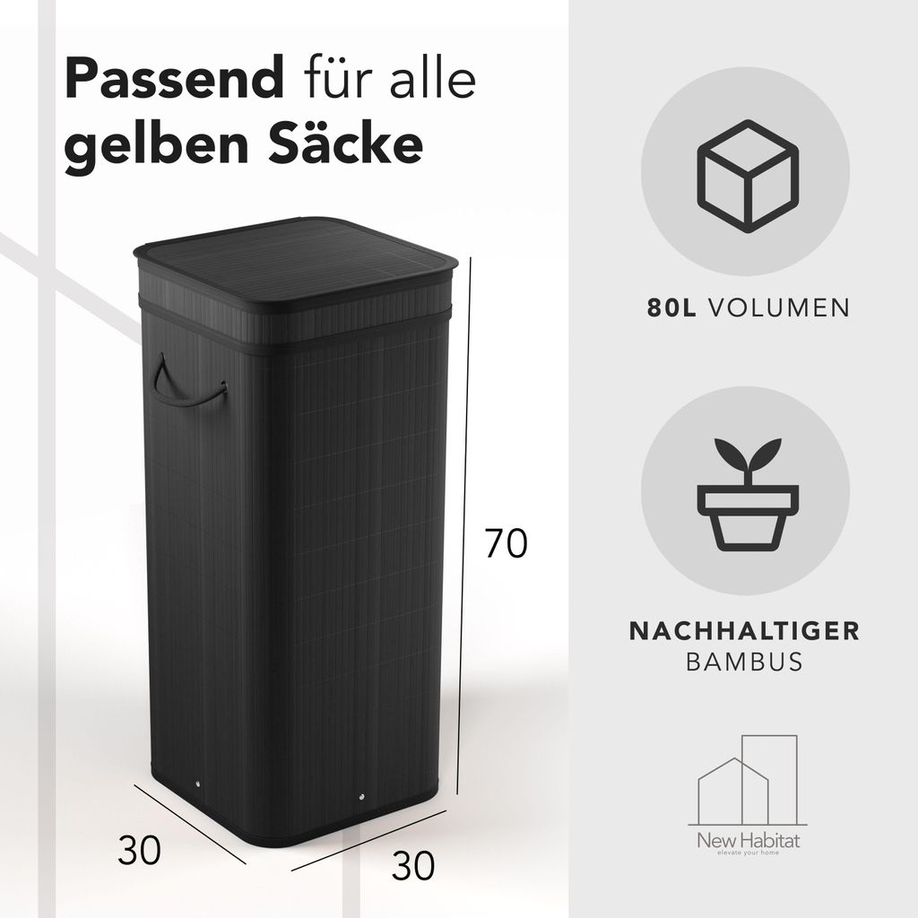 Gelber Sack Ständer aus Bambus I 80L Gelber Sack Behälter