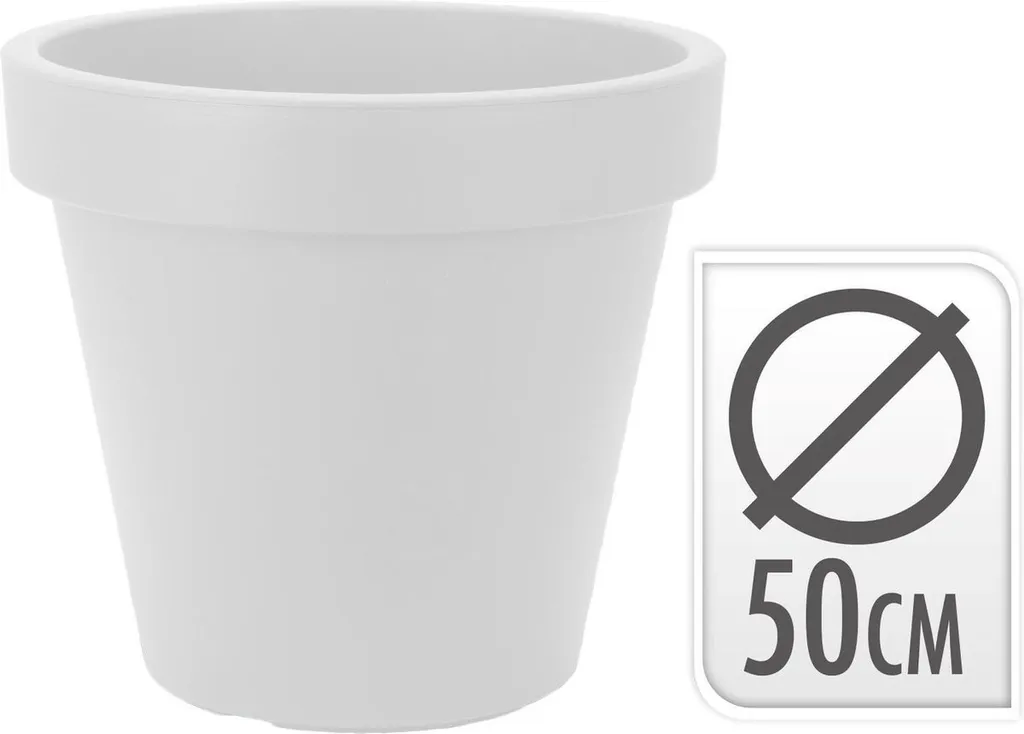 Pot de fleurs plastique Ø48 cm blanc double paroi résistant au gel x4 - 5