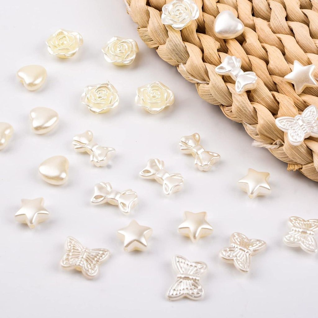 Parelkralen - 250 Stück ABS Imitationsperlen für Schmuckherstellung - Rosen, Schmetterlinge, Sterne, Herzen, Schleifen - Perlenästhetische Kette...