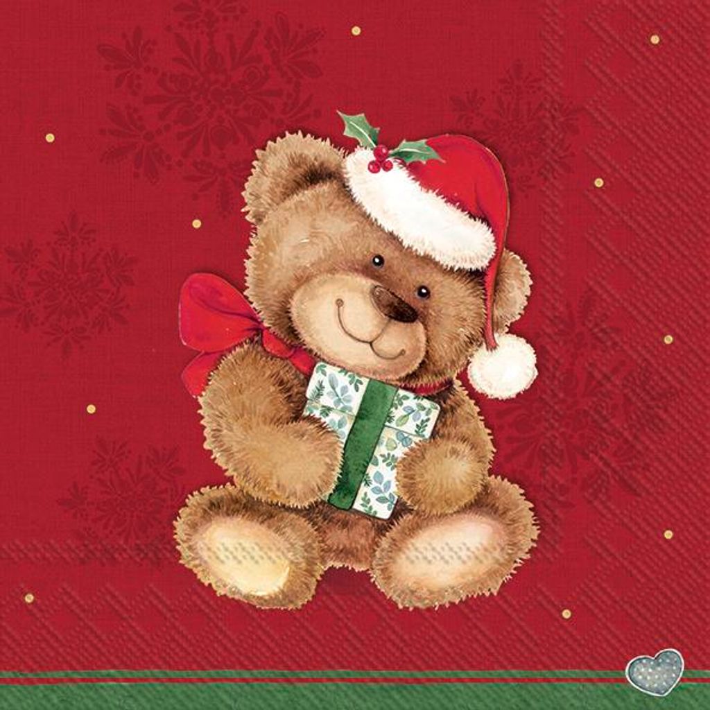 CHRISTMAS TEDDY Red Lunch-Servietten L1016410