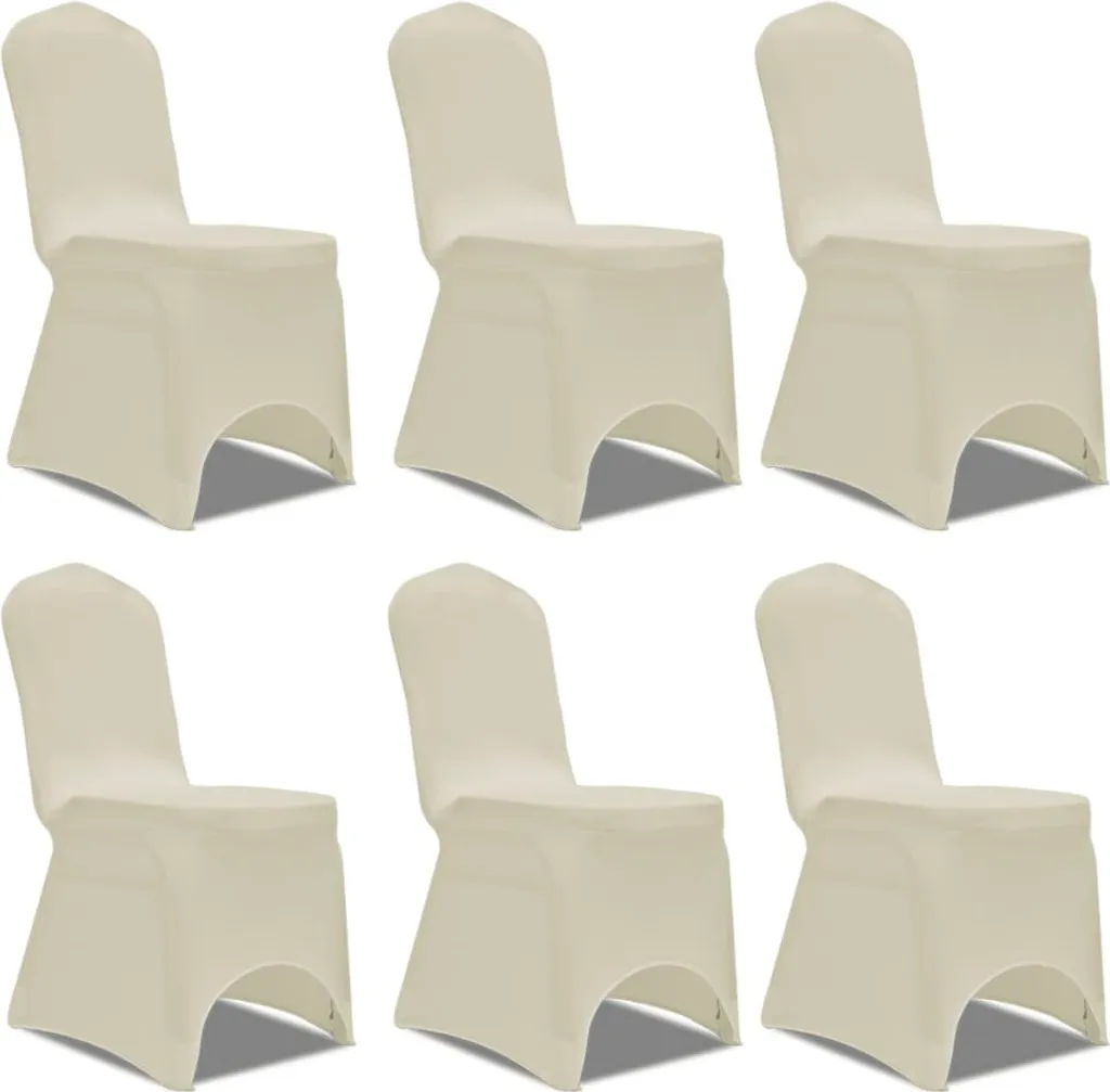Set 6 Coprisedie Elasticizzate Crema | Fodere Sedie Universali Lavabili