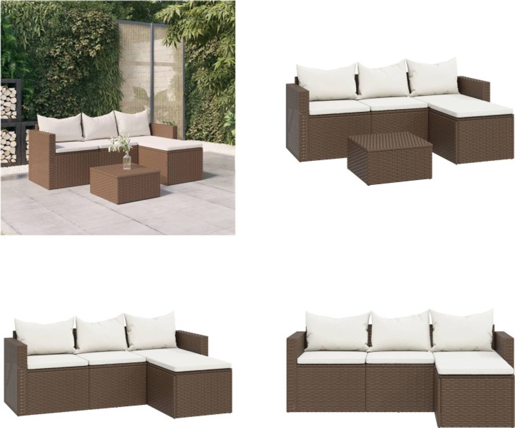 vidaXL Garten Lounge Set Braun Poly Rattan - Garten Lounge Set - Garten Lounge Sets - Lounge Set - Gartenmöbel Set