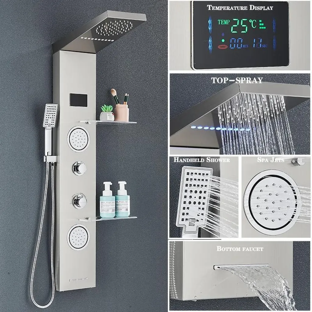 Système de Douche Relaxant avec Affichage Température pour Salle de Bain