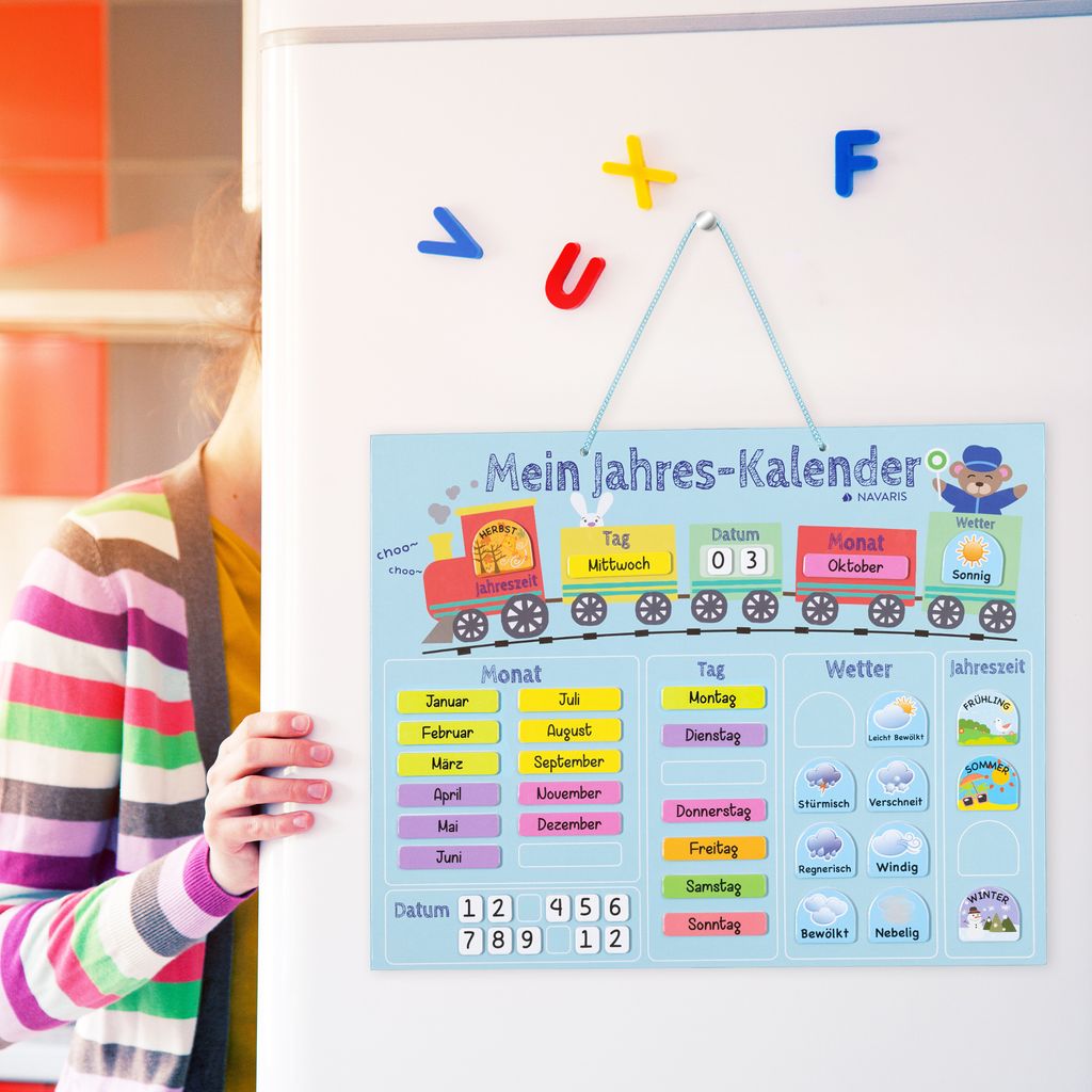 Navaris Kalender Tafel für Kinder - Lerntafel Jahreszeiten Produktbild