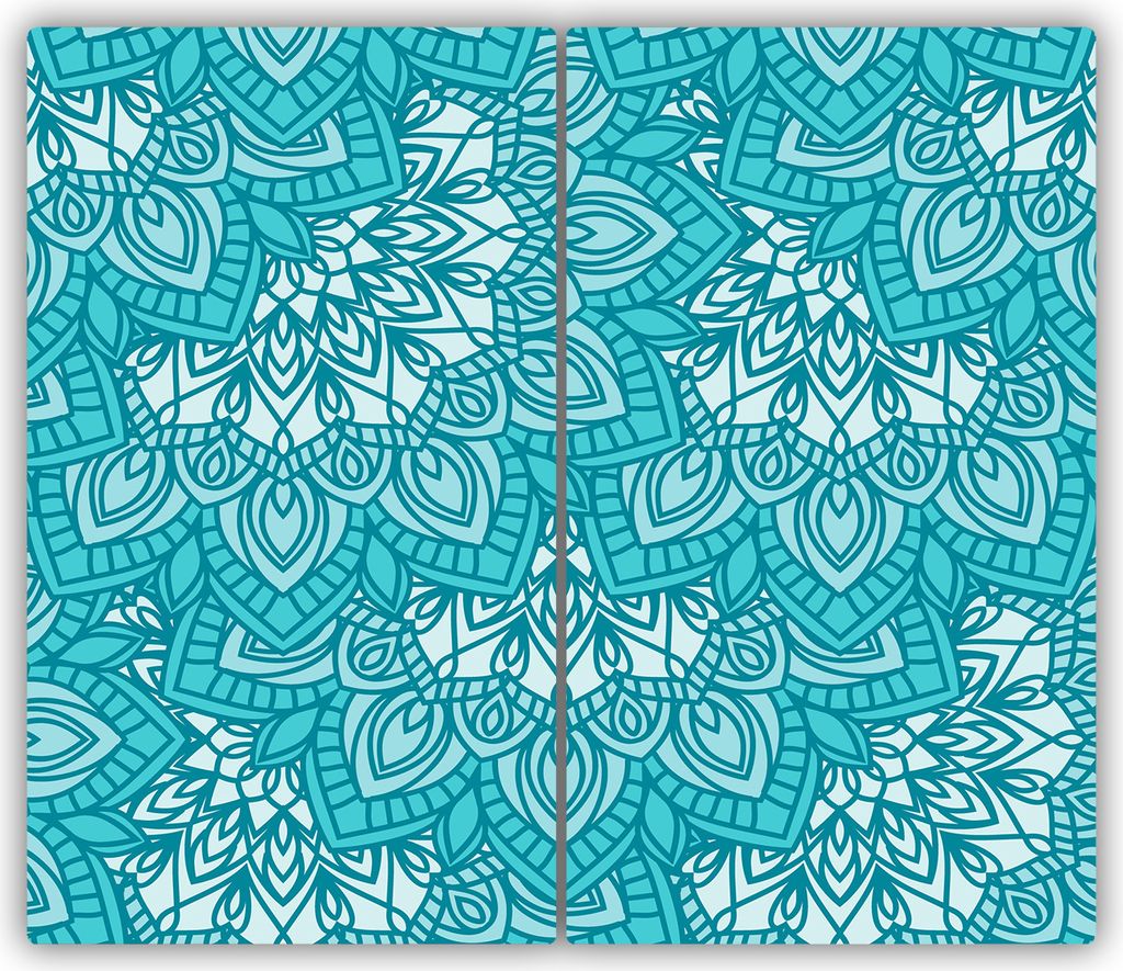 Tulup Glas-Herdabdeckplatte - 2x30x52cm - Glaskeramikkochfeld-Abdeckung Spritzschutz Zweiteilig Ornamente