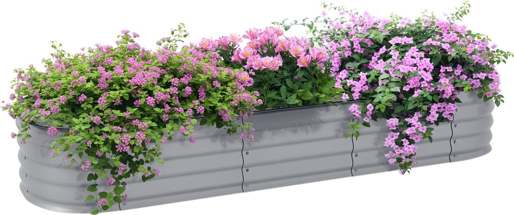 Hochbeet Pflanzenbeet. modulares Hochbett. geschš¹tzte Kanten. Design ohne Boden. 195 x 62 x 30 cm. Silber