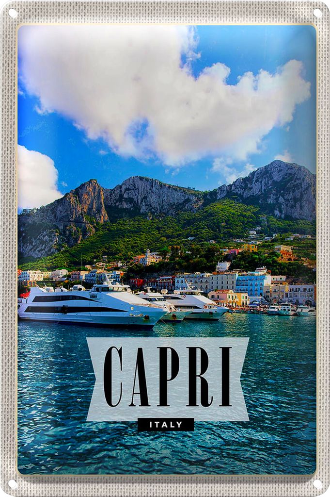 Blechschild Reise 18x12cm Capri Italy Insel Meer Urlaub