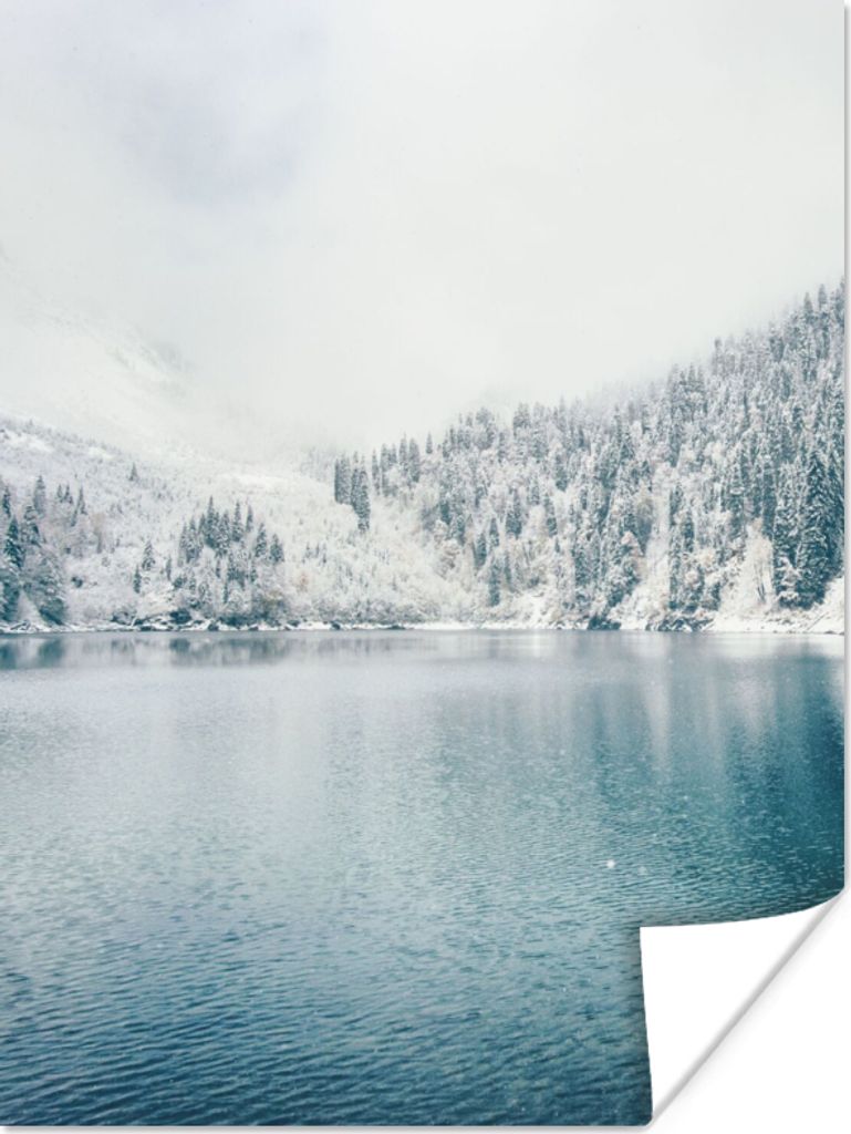 MuchoWow Poster Winter - Wasser - Schnee 60x80 cm - Schlafzimmer Dekoration