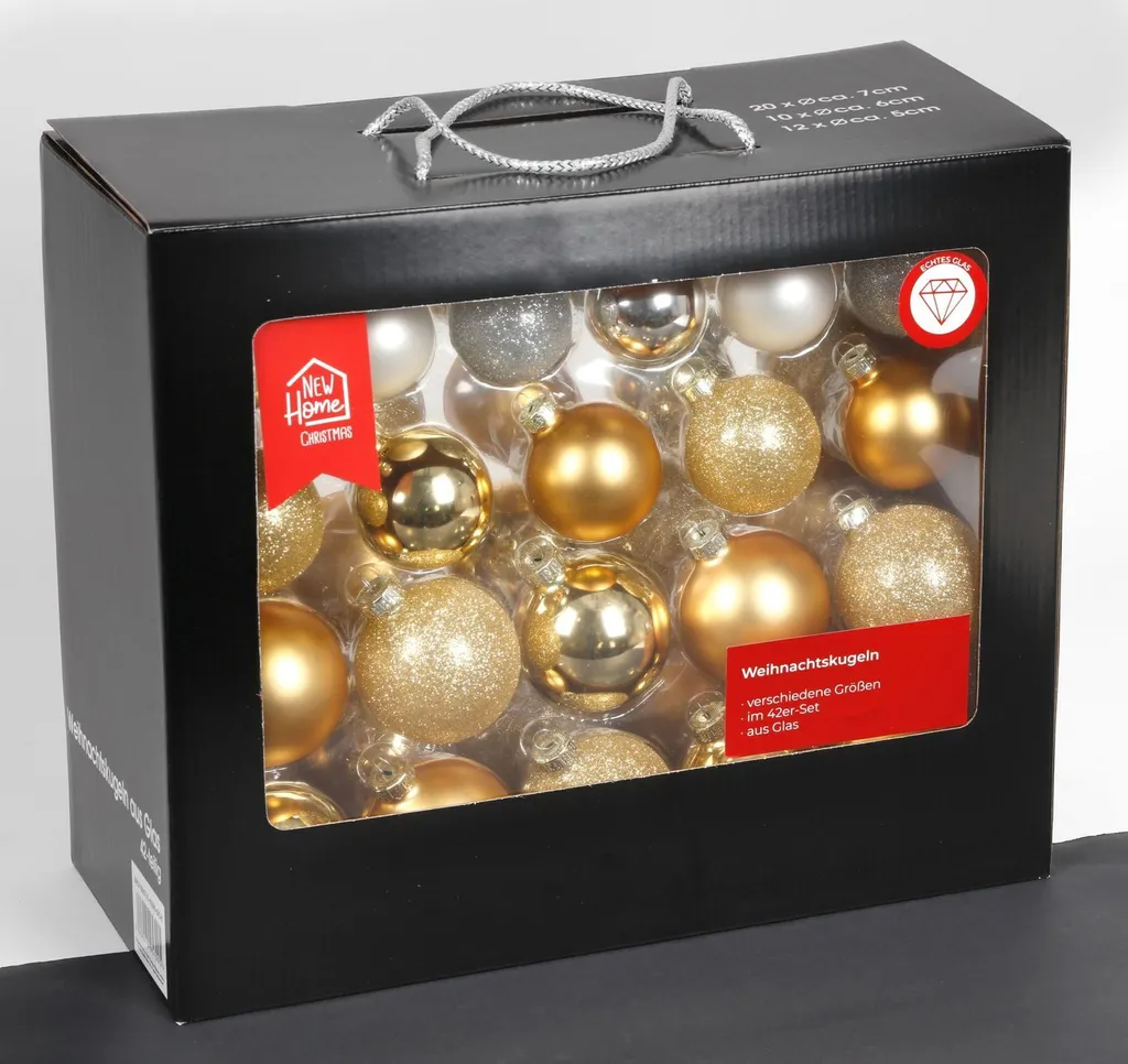 Boules de Noël en verre incassables pack 42 pièces rangement facile sapin