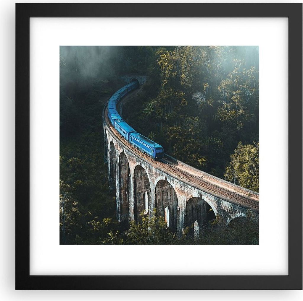 Gerahmtes Poster - Schwarzer Rahmen - Zug Hogwarts Express - 30x30 cm - Wand Bild - Wanddeko - Wandbilder - Kunstposter - Wandposter - Bilderrahmen...