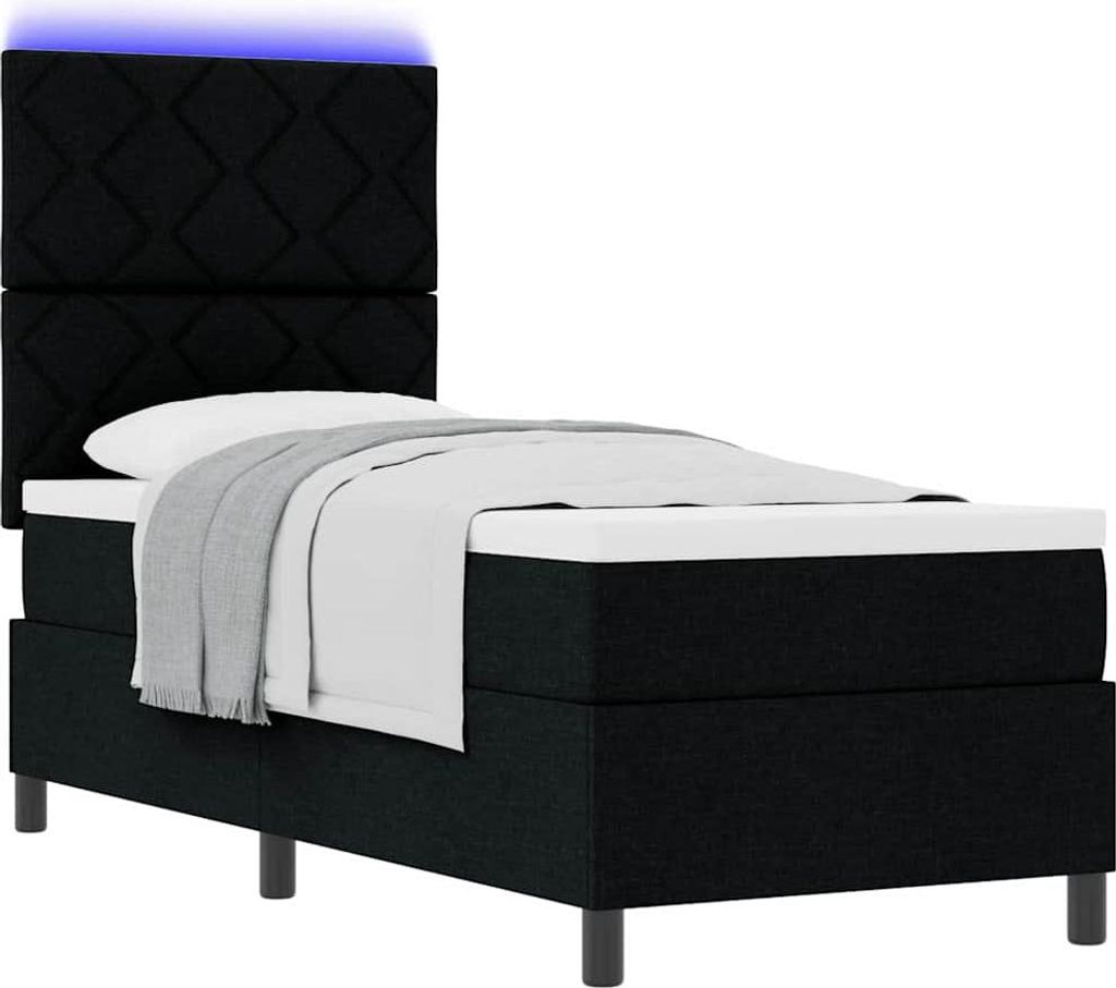 Boxspringbett mit Matratze mit LED Schwarz 80 x 200 cm Stoff