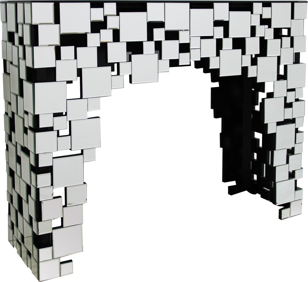 SalesFever Konsolentisch aus MDF mit Spiegelglas | Mosaik-Design | B 111 x T 35,5 x H 91 cm | verspiegelt