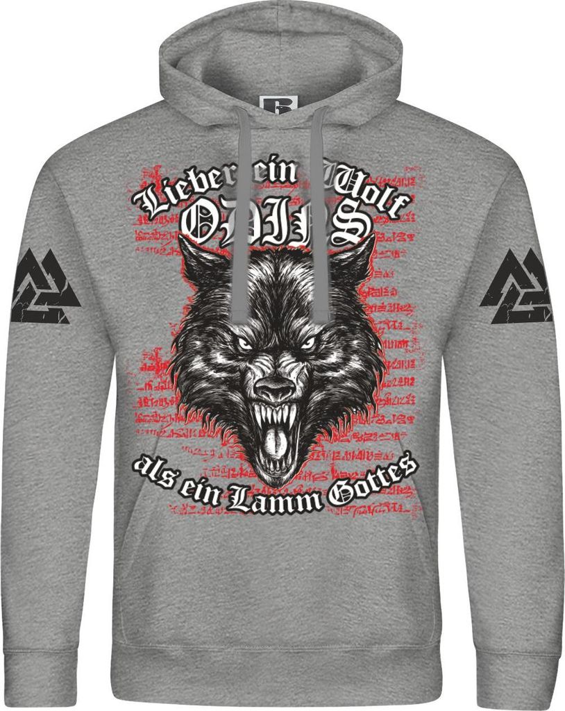 Herren Kapuzenpullover Lieber ein Wolf Odins als ein Lamm Gottes