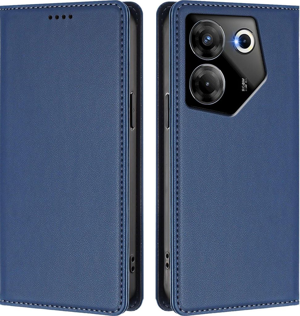 Handyhülle für Tecno Camon 20 Pro 5G, Kunstleder Klapphülle Stoßfeste Magnetische Hülle mit Ständer Dunkelblau