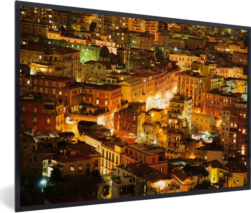 MuchoWow Gerahmtes Poster Architektur - Licht - Nacht - Italien 30x20 cm - Poster mit Schwarzem Bilderrahmen Wandposter Rahmen Foto Bilder - Kuns...