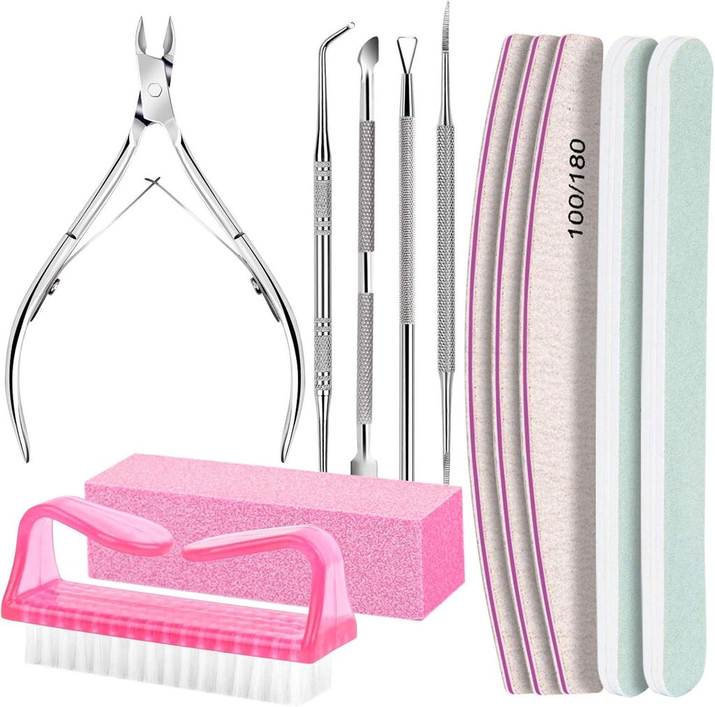 Sandblatt-Nagelfeile 12 Stück Maniküre & Pediküre Set,Nagelpflege Set,Nagelfeilen 100/180,mit Nagelfeilen,Buffer,Zange,Schieber&Bürste,Nailart ...