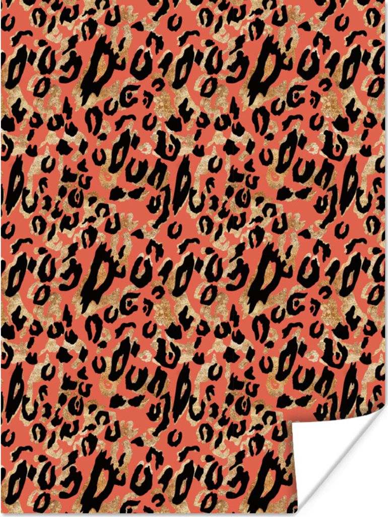 MuchoWow Poster Pantherdruck - Muster - Gold 30x40 cm - Wandplakat - Poster Kinderzimmer