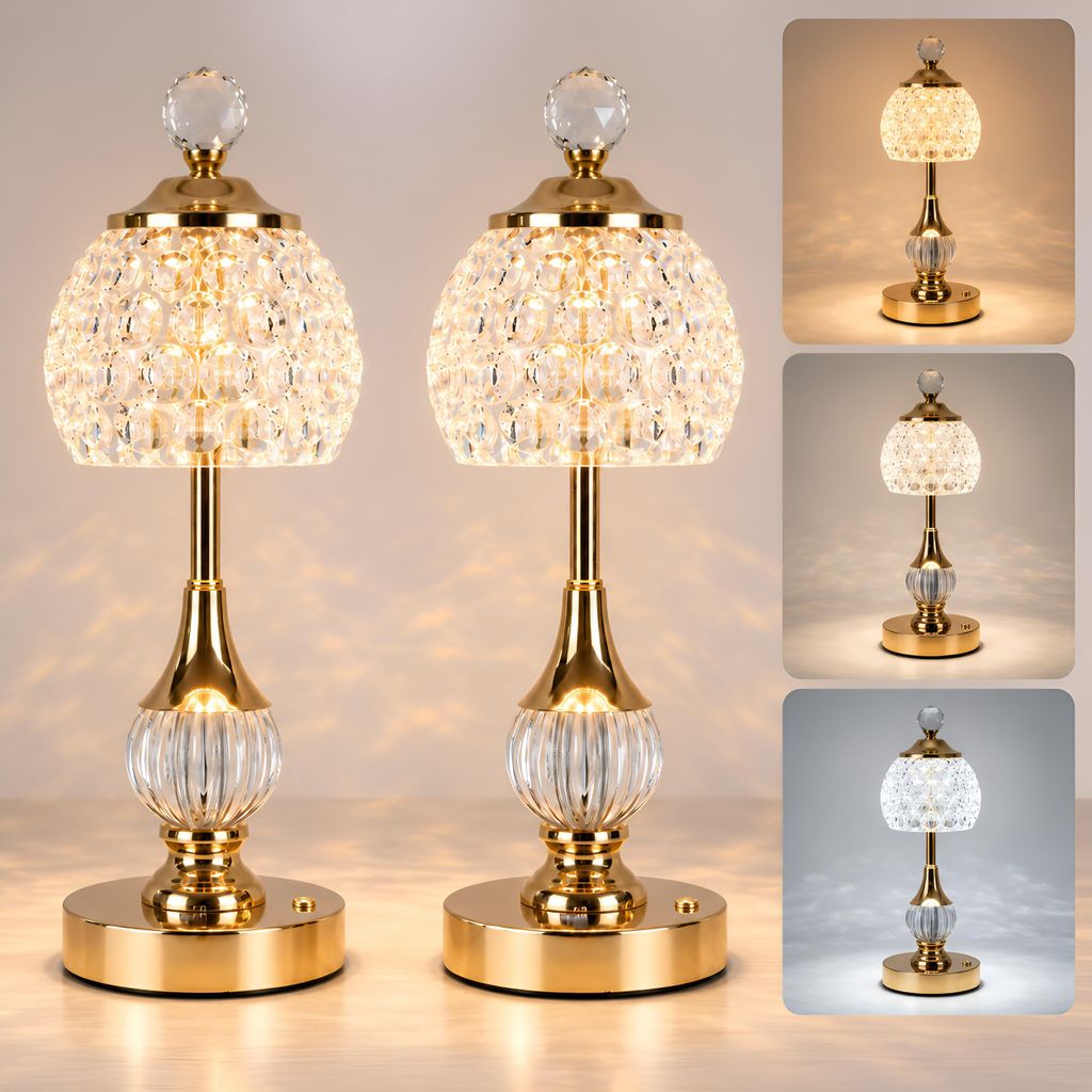 2er Set LED Tischlampen, 3 Lichtfarben 2000-6000K, Touch Produktbild 