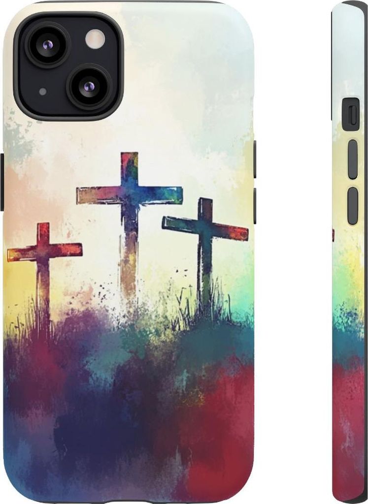 Drei Kreuze im abstrakten Aquarell – Hülle Kompatibel mit iPhone 13