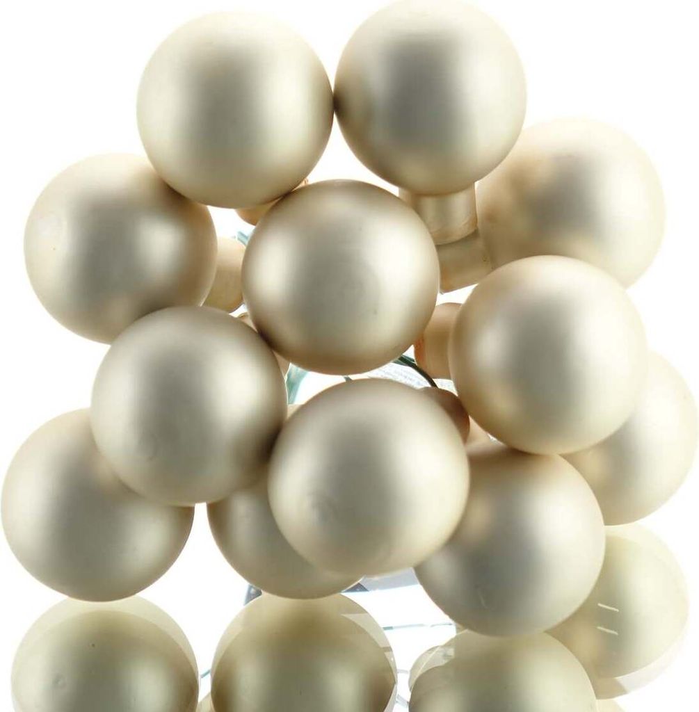Mini-Weihnachtskugeln Pearl beige am Draht matt Ø 2,5 cm aus Glas - 12er Set