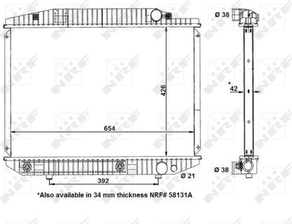 Kühler Motor Kühlrippen 654 - 426 mm Alu NRF für u.a. MERCEDES-BENZ S-KLASSE