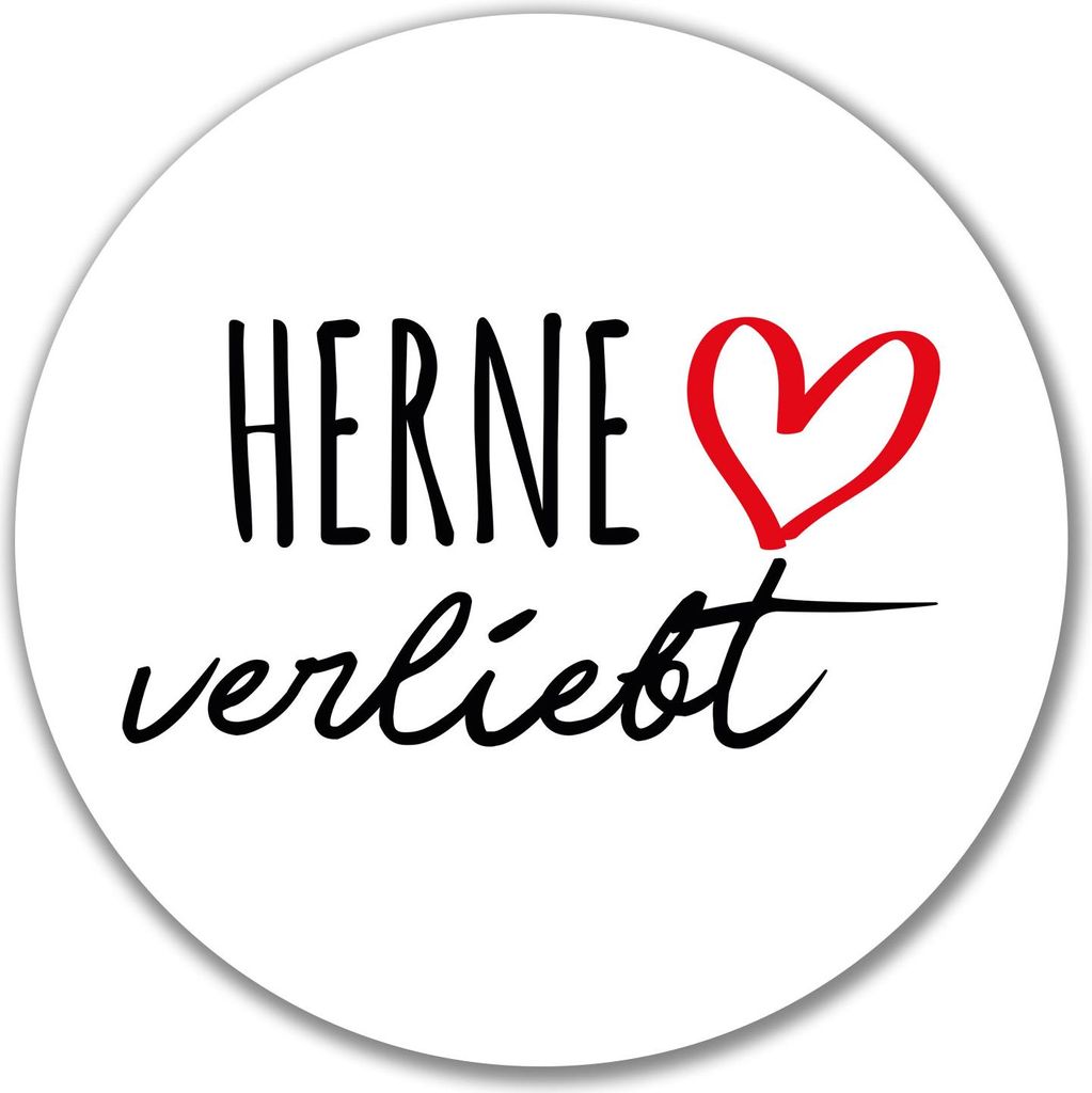 Huuraa Aufkleber Herne verliebt 10cm rund Sticker Geschenkidee
