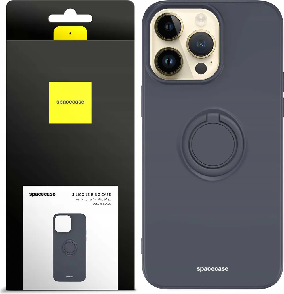 Custodia Elegante iPhone 14 Pro Max SPACECASE Nero Silicone Anello