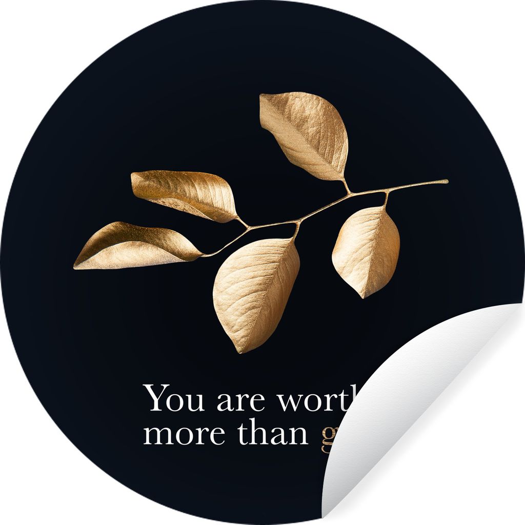MuchoWow Runde Wandtattoo - Wandsticker Tapete Aufkleber Blätter - Gold - Zauberspruch Ø 80 cm Selbstklebend und Repositionierbar - Wandaufkleb...