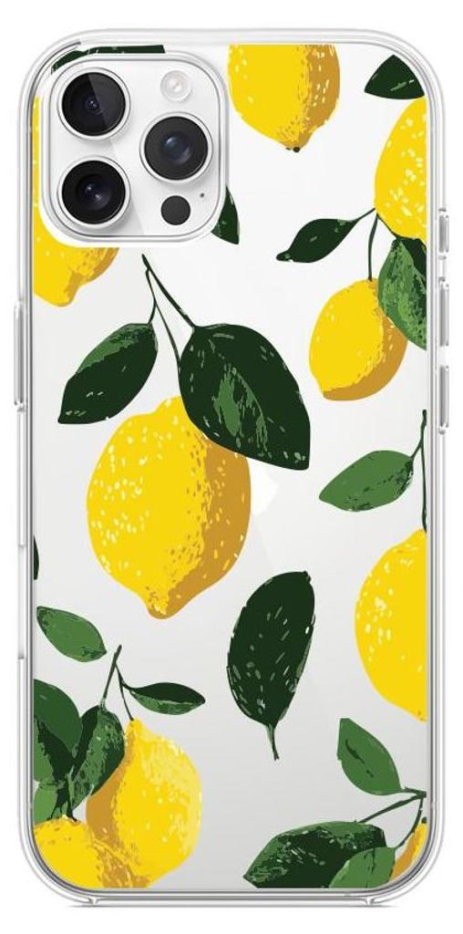 Flexible Hülle für das iPhone 12 Pro Max, TPU Silikon transparent, saftige Zitronen