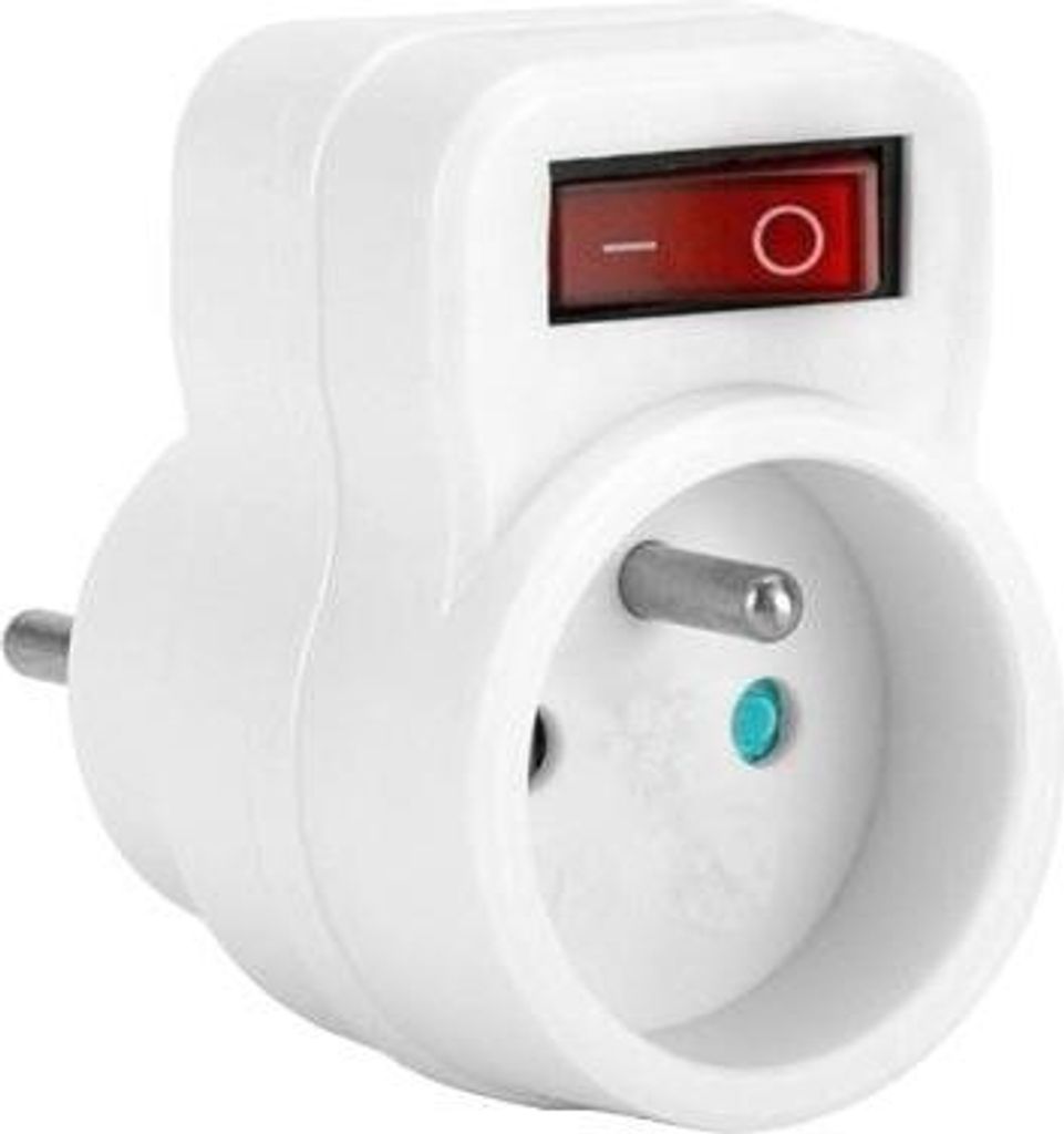 Elgotech RC-10W 1-fach Steckdosenverteiler weiß mit Erdung und Schalter