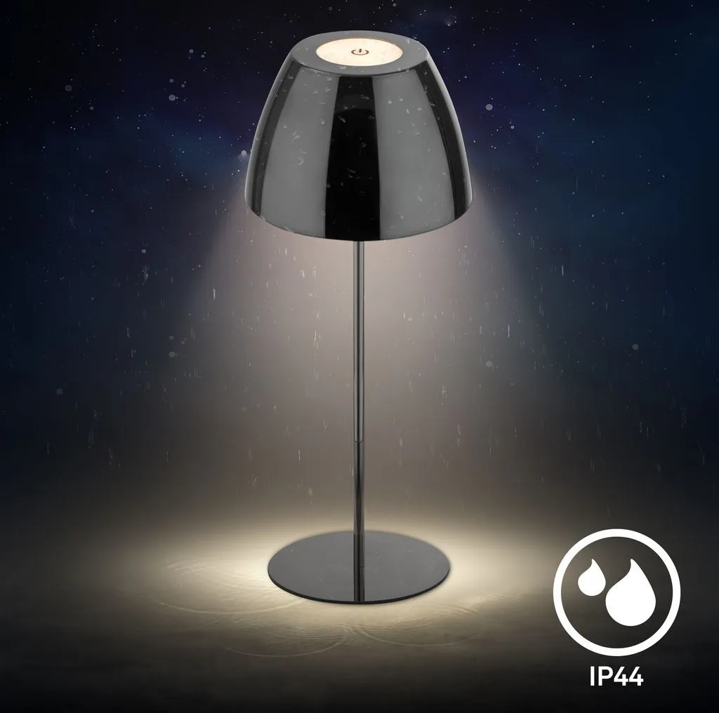 Briloner Serina Lampe de table LED sans fil IP44 dimmable Chrome 36cm