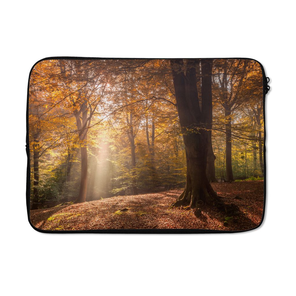 MuchoWow Laptop Hülle 13 Zoll Herbst - Licht - Wald Laptoptasche - Laptophülle - Sleeve - Rundumschutz