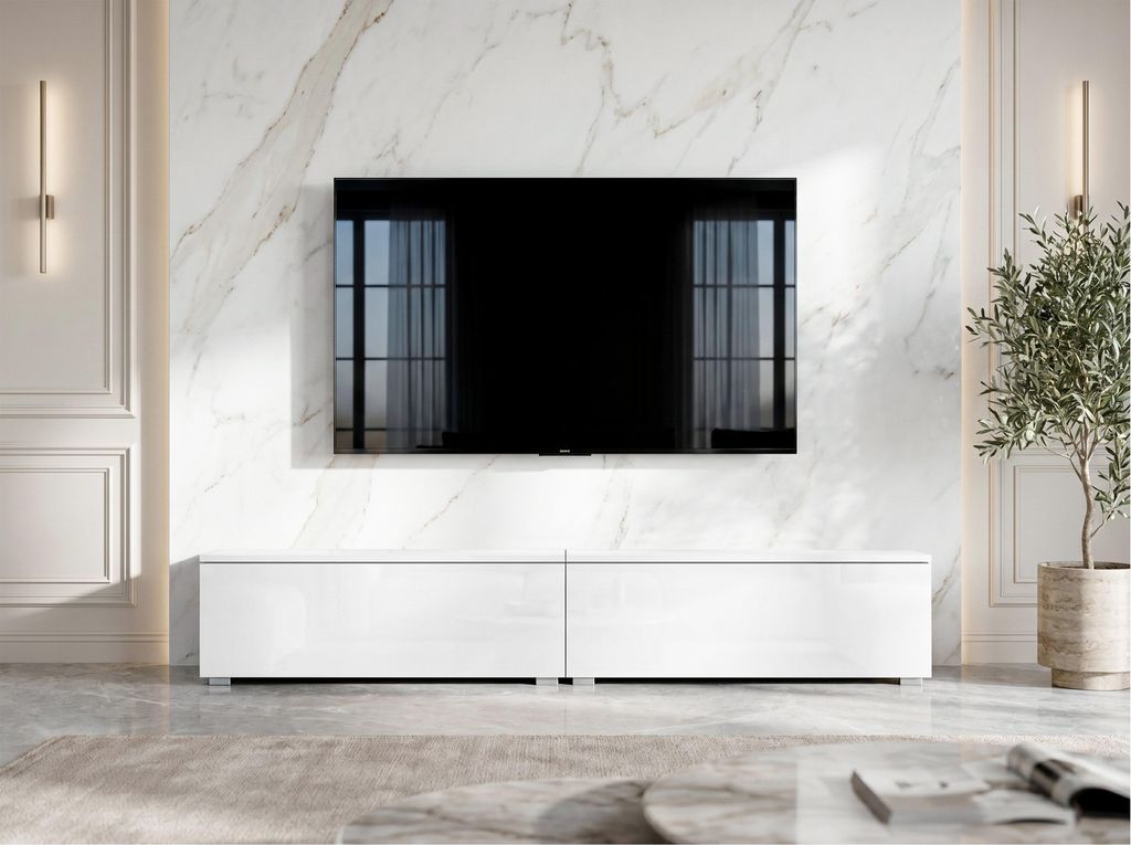 AX LIVING Lowboard TV Kommode 2x100 Barvo Weiß Produktbild 