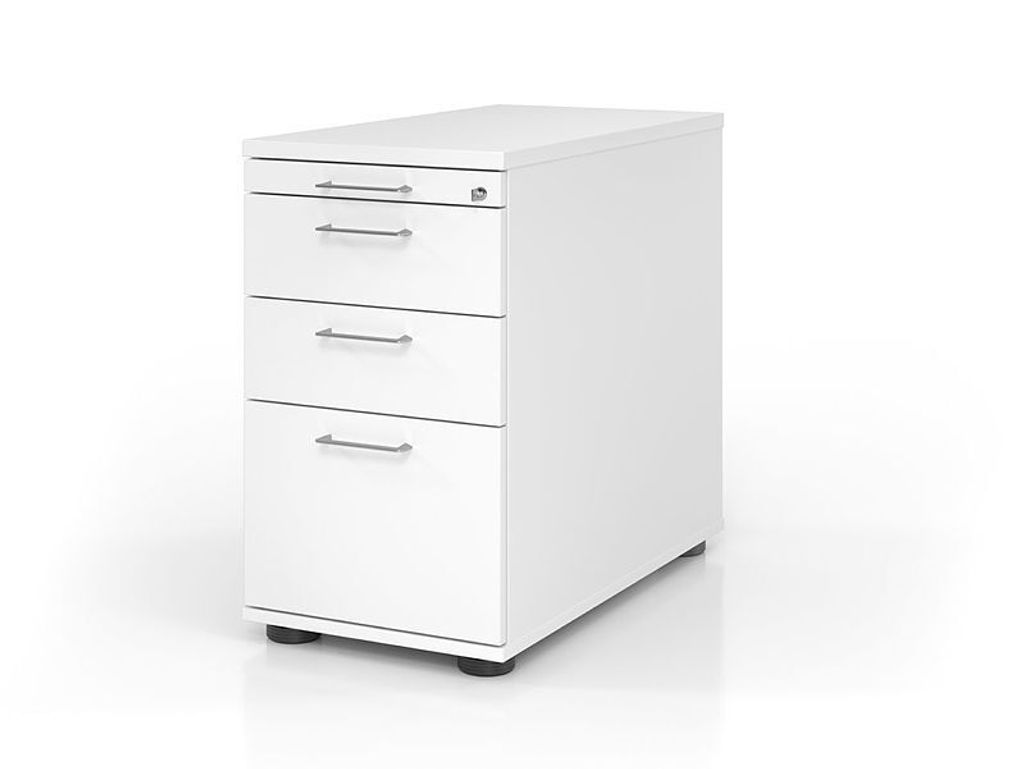 Büro Standcontainer mit Hängeregister Modell SC40 abschließbar W = Weiß-BM = Bogengriff Metall