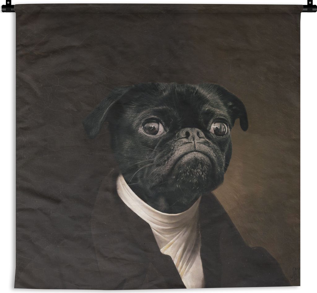 MuchoWow Wandteppich Wandbehang Mops - Mittelalter - Kleidung 150x150 cm Tapisserie Dekoration Wandtuch - Wohnaccessoires - Modernes