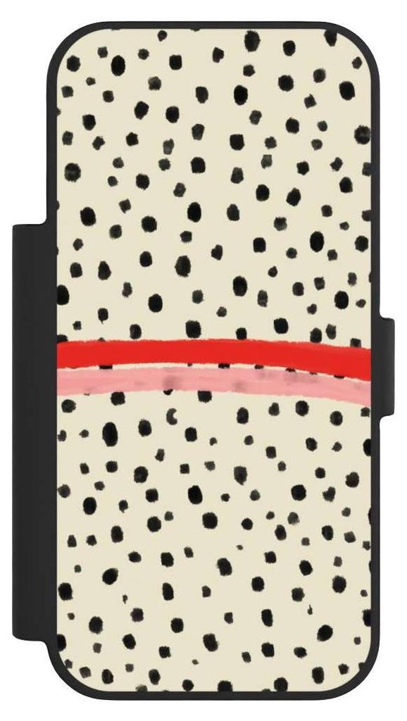 NIVOCASE Klapphülle für Apple iPhone 17 Pro Handyhülle aus Kunst Leder NIVOflip schwarz Kunst Punkte Streifen