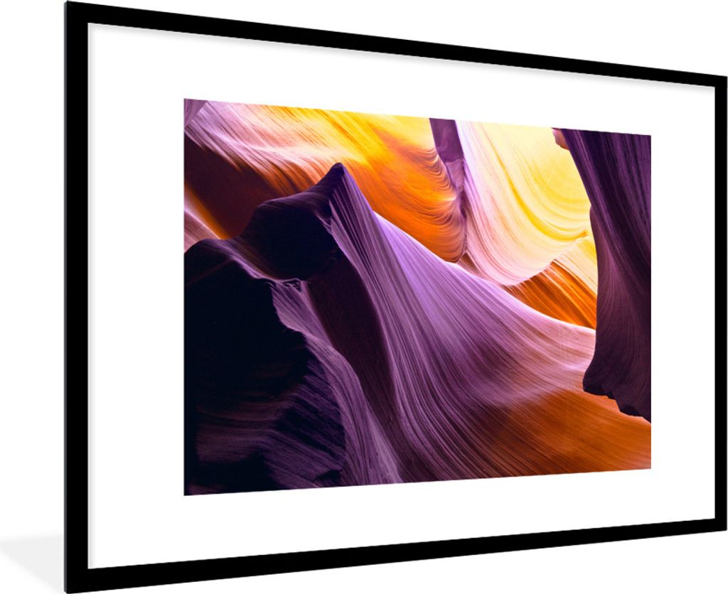 MuchoWow Gerahmtes Poster Bunte Steine im Sonnenlicht in der Antelope-Schlucht 90x60 cm - Poster mit Schwarzem Bilderrahmen Wandposter Rahmen Fot...