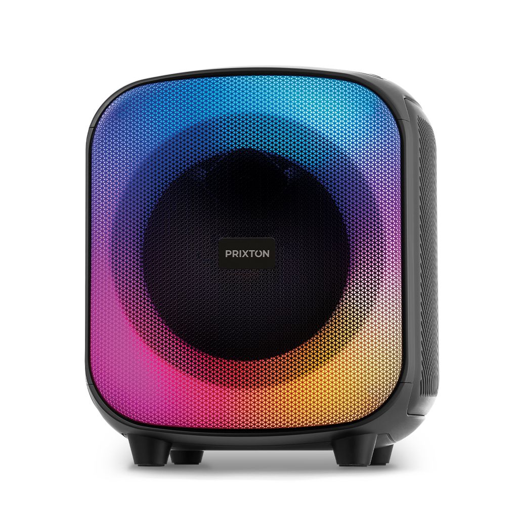 PRIXTON Tragbarer Lautsprecher Jaia mit Bluetooth, 1 Mikrofoneingang, Leistung 40 W, Autonomie 9h, BASS-Effekt, Voice-Cut-Funktion, Schwarz