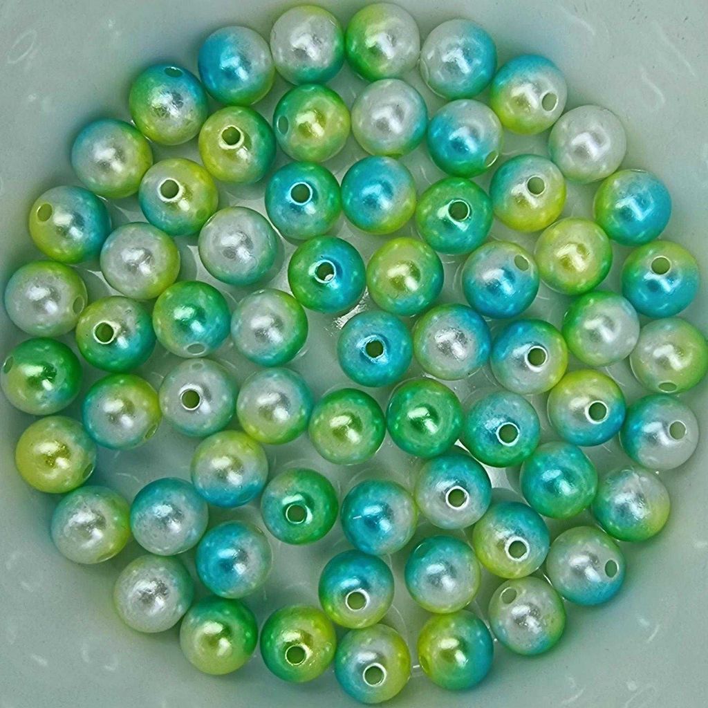 Wachsperlen bunt schimmernd ca. 200 Stück, 6mm, weiß, grün Obrázek produktu 