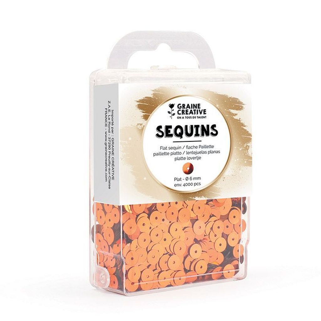 Schachtel mit flachen Pailetten Kupfer - 4000 Teile