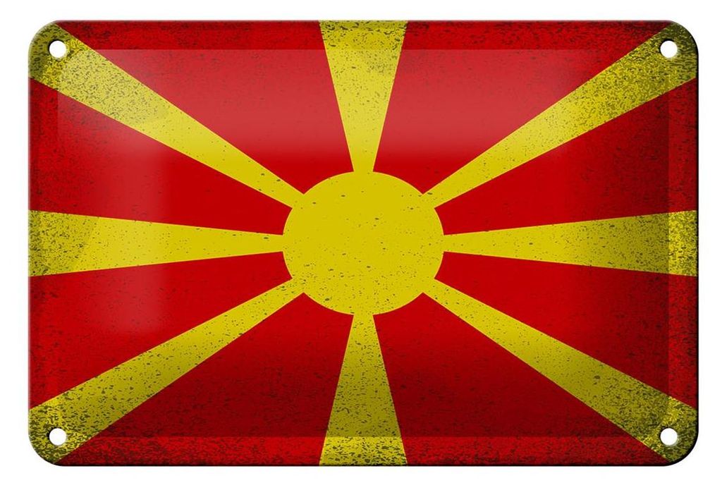 Blechschild Flagge Mazedonien 18x12cm Macedonia Vintage Dekoration