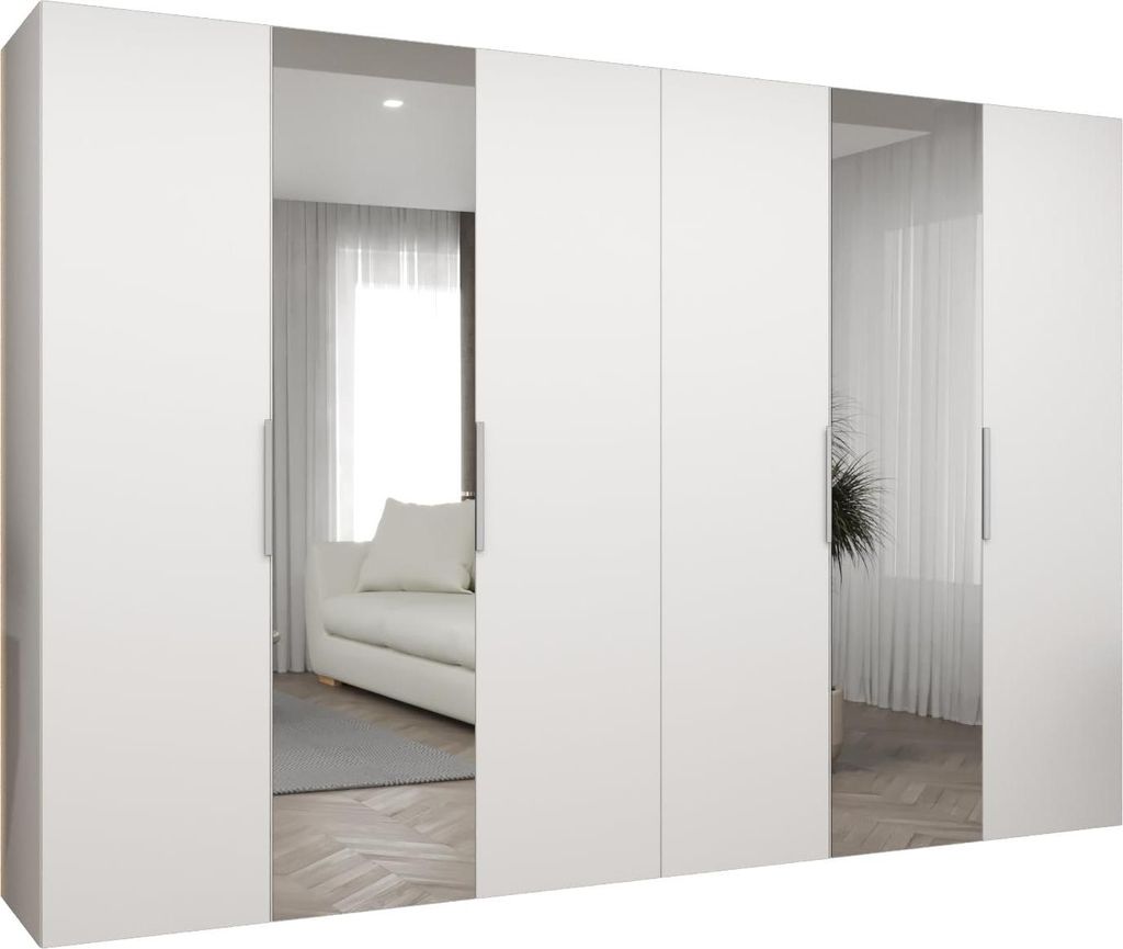 MEBLE KRYSPOL, Kleiderschrank, Schrank 300 cmx202x52, Weiß, Kaschmir