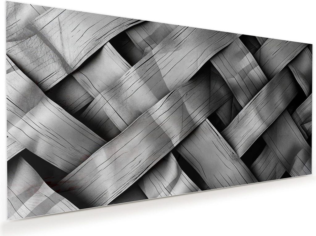Glasbild 110x55cm in XXL für Wohnzimmer, Schlafzimmer Motiv Geflochtenes Holz