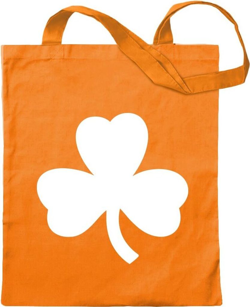 Kiwistar - Baumwolltasche - mandarin - Kleeblatt Motiv2 - Tragetasche Stoffbeutel Umhängetasche Langer Henkel