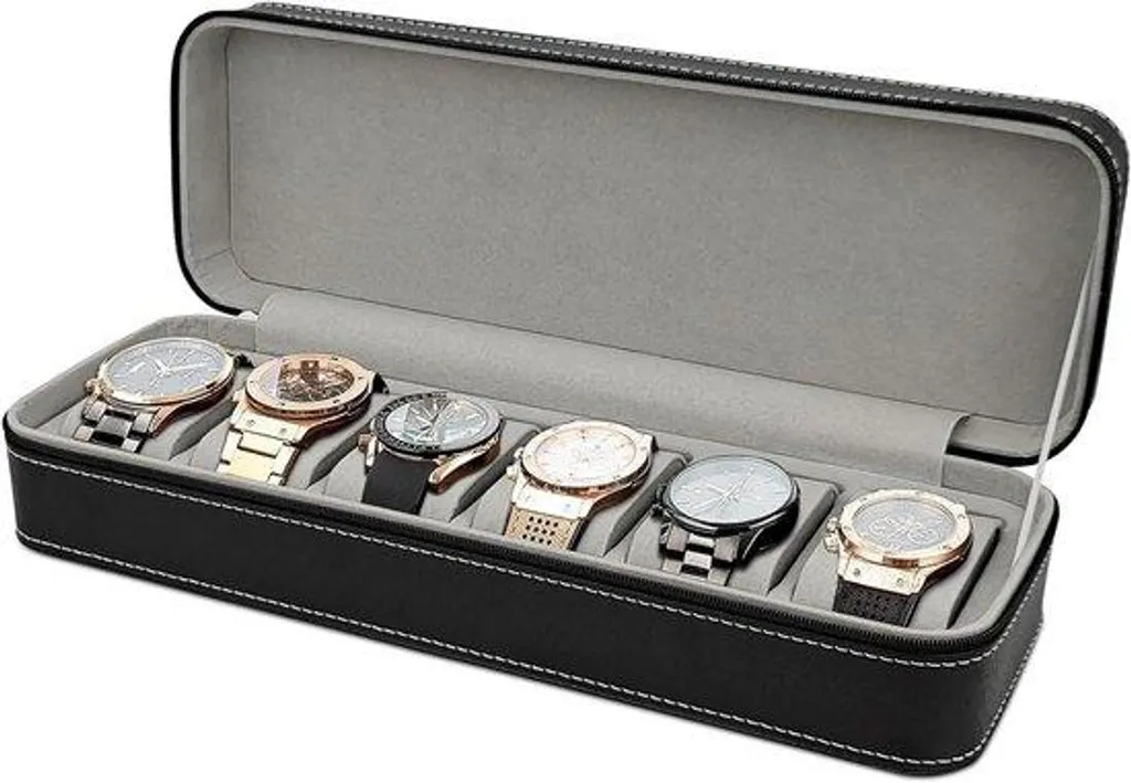 Organisateur pour 6 montres : fini les rayures grâce au cuir et zip