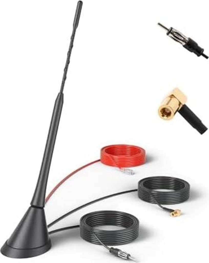 RED WOLF Autoantenne DAB Antenne mit 5 m Verlängerungskabel Dachantenne FM AM DIN Male Auto Radio Antenne SMB Adapter Booster Verstärker für FM ...
