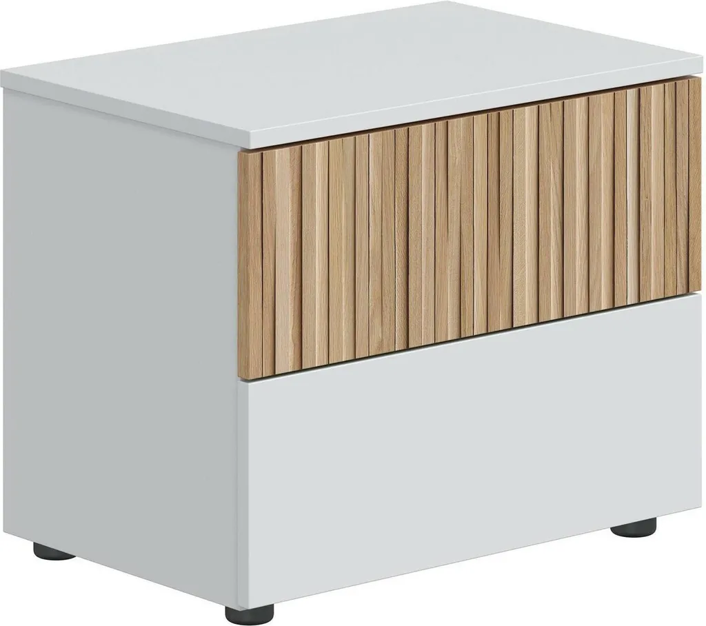 Table de nuit Josie 50 cm blanche avec étagère fixe et structure robuste