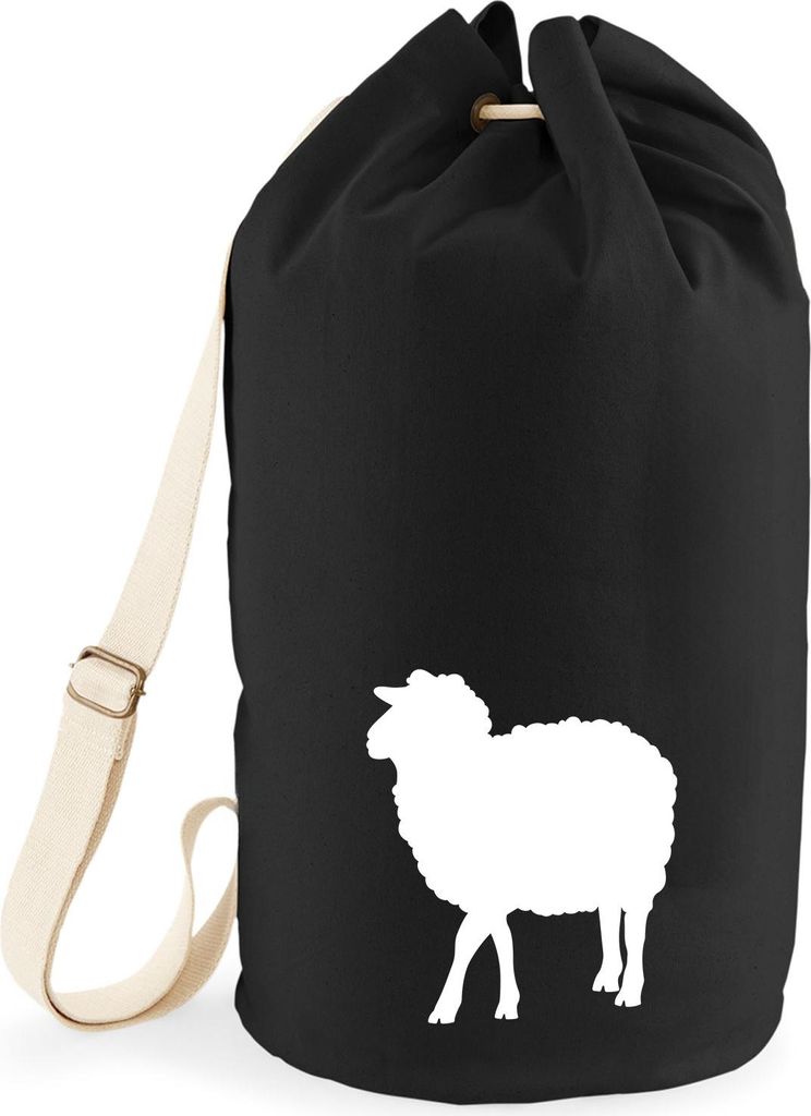 Huuraa Seesack Schaf Silhouette 20 Liter Black Baumwolle Rucksack Geschenkidee